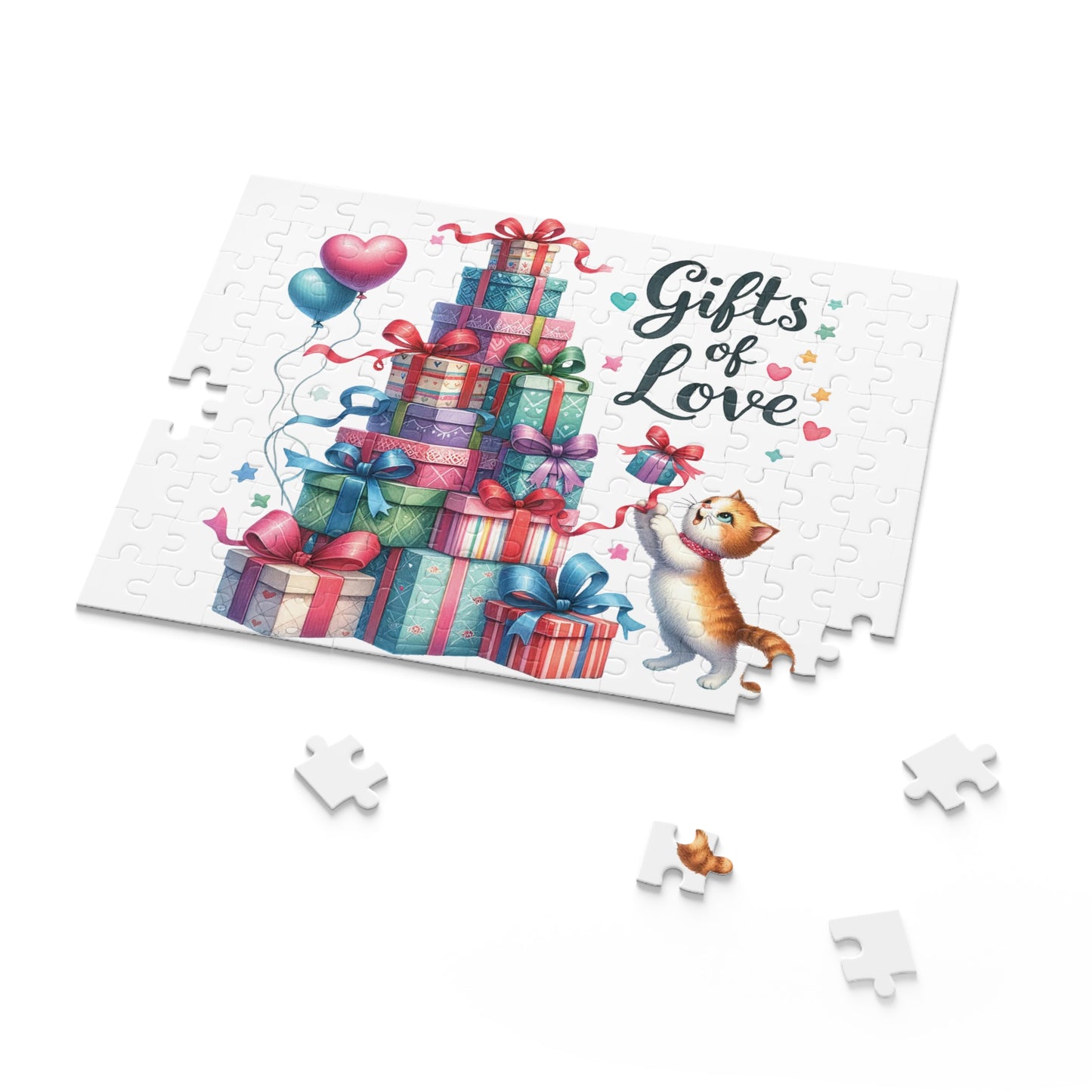 Personalised/Non-Personalised Puzzle, Christmas, Present Tree (120, 252, 500-Piece)