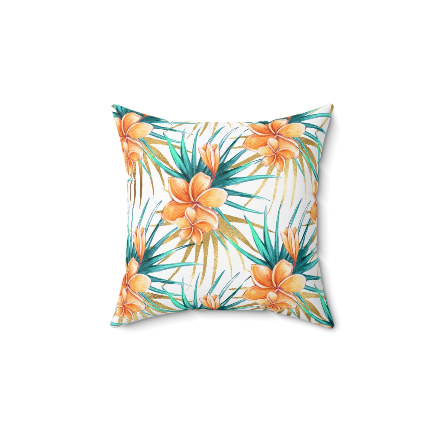 Spun Polyester Square Pillow, Summer Floral Cushion