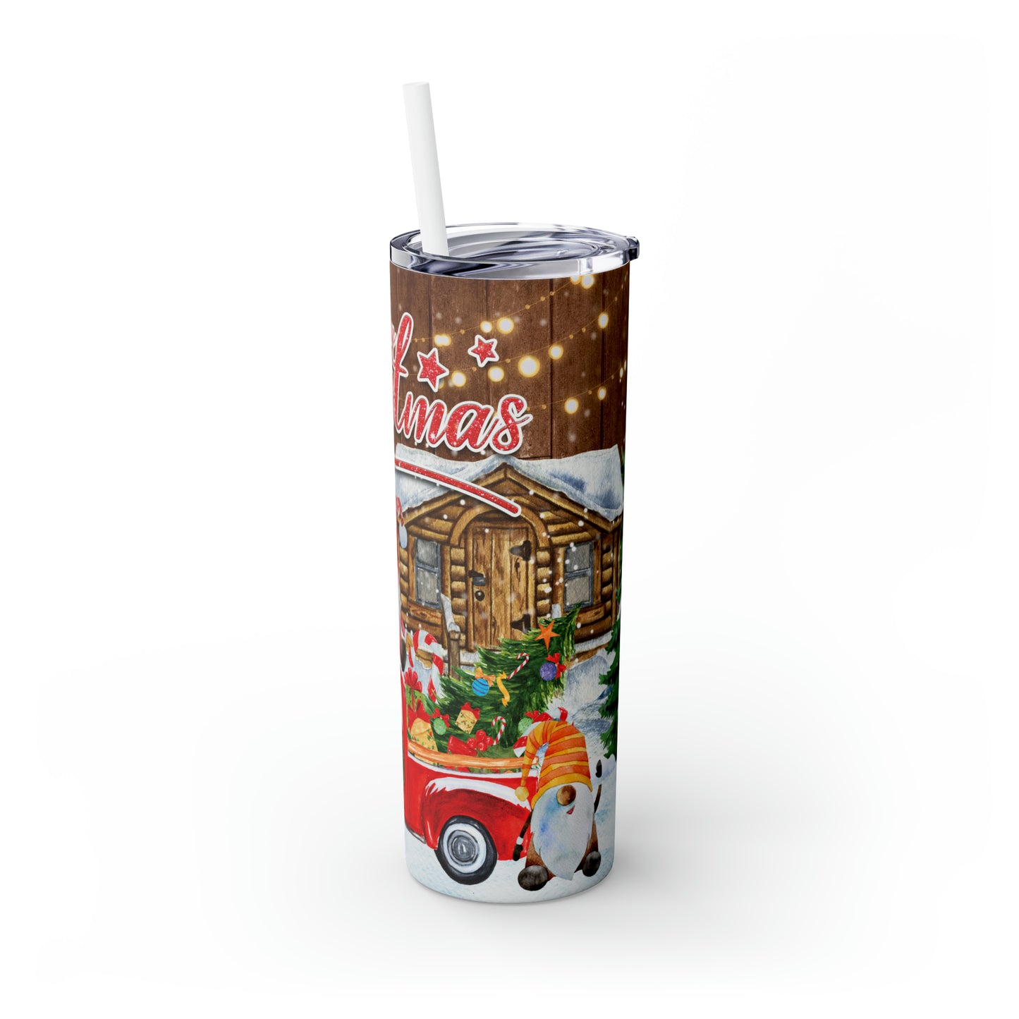 Skinny Tumbler with Straw, 20oz, Christmas, awd-282