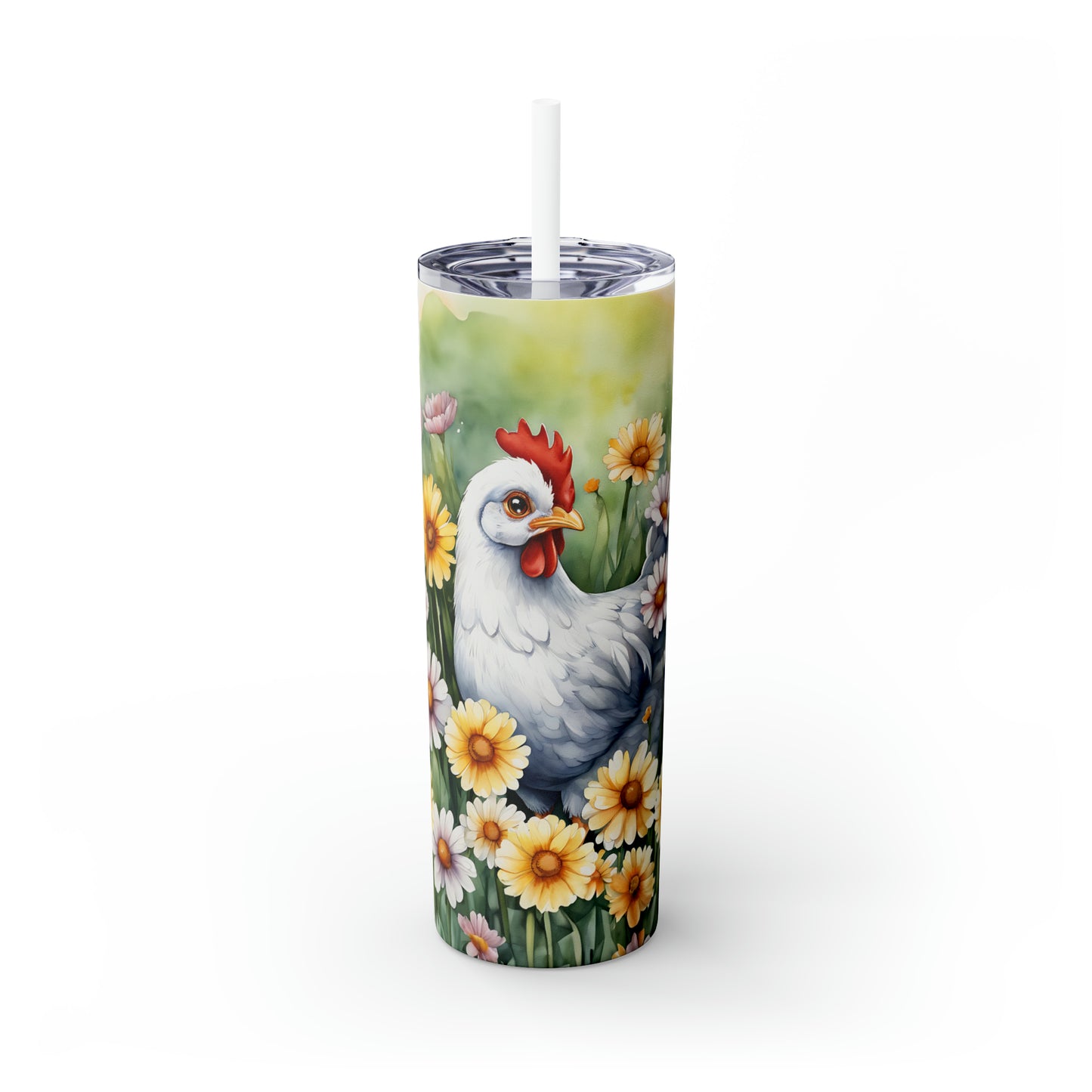 Skinny Tumbler with Straw, 20oz Chicken/Rooster