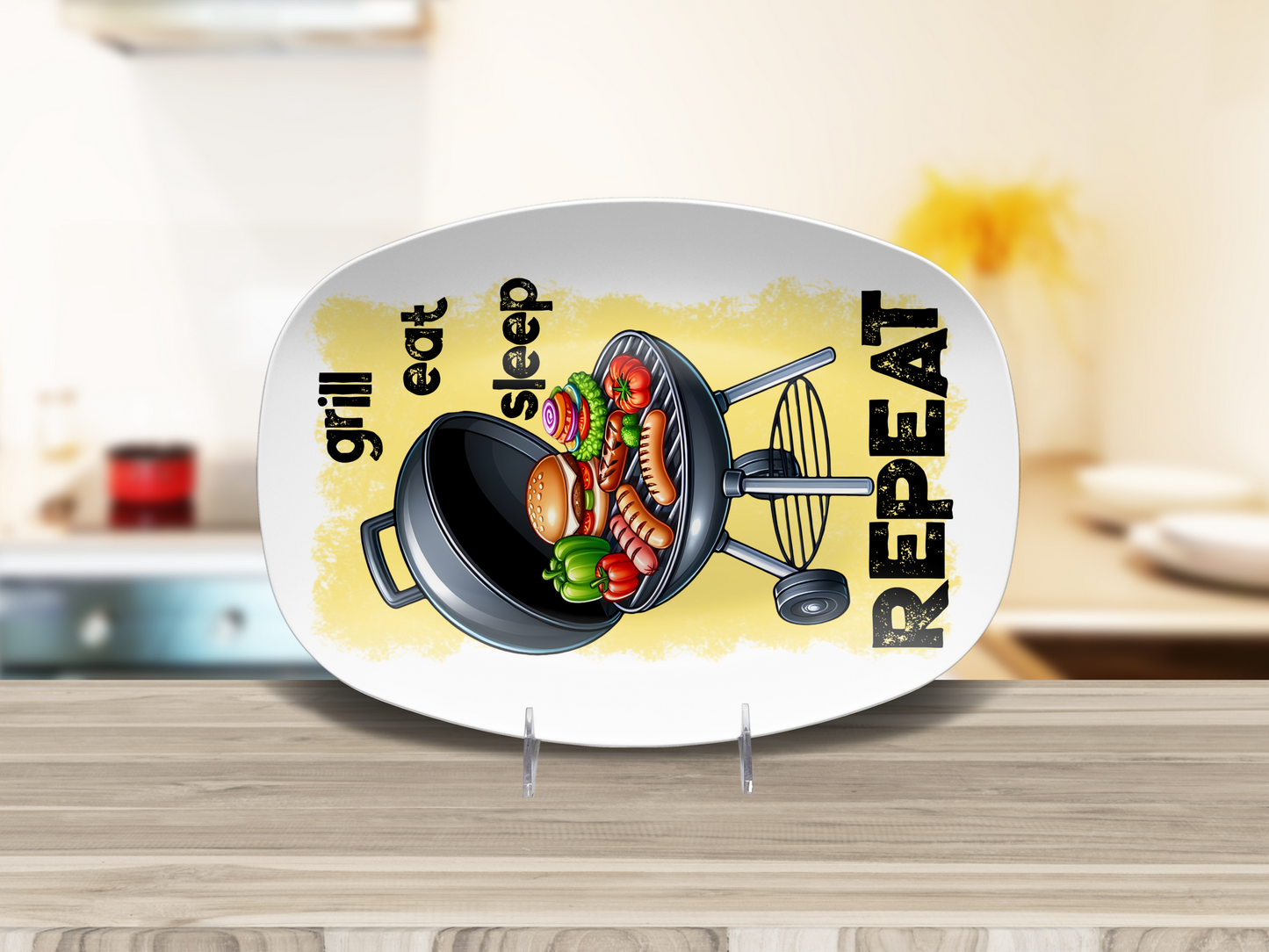 Grill Eat Sleep Repeat 10"x14" Platter