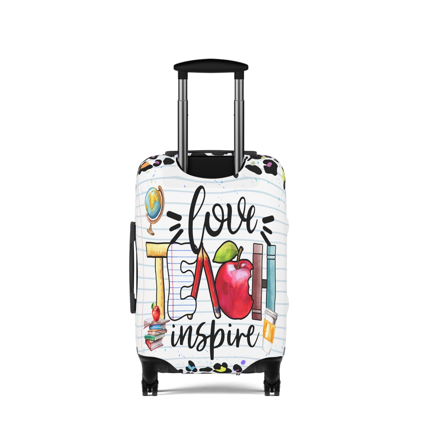 Luggage Cover, Teacher, Leopard Print, Teach, Love, Inspire, awd-1698