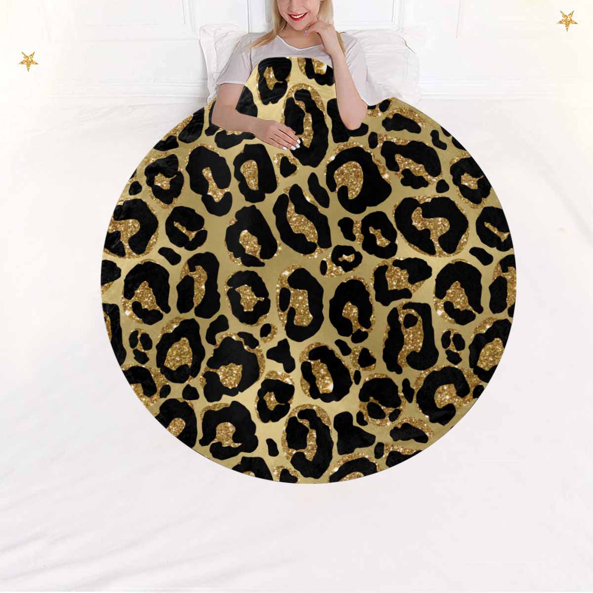 Animal Print 2  Circular Micro Fleece Blanket 47"