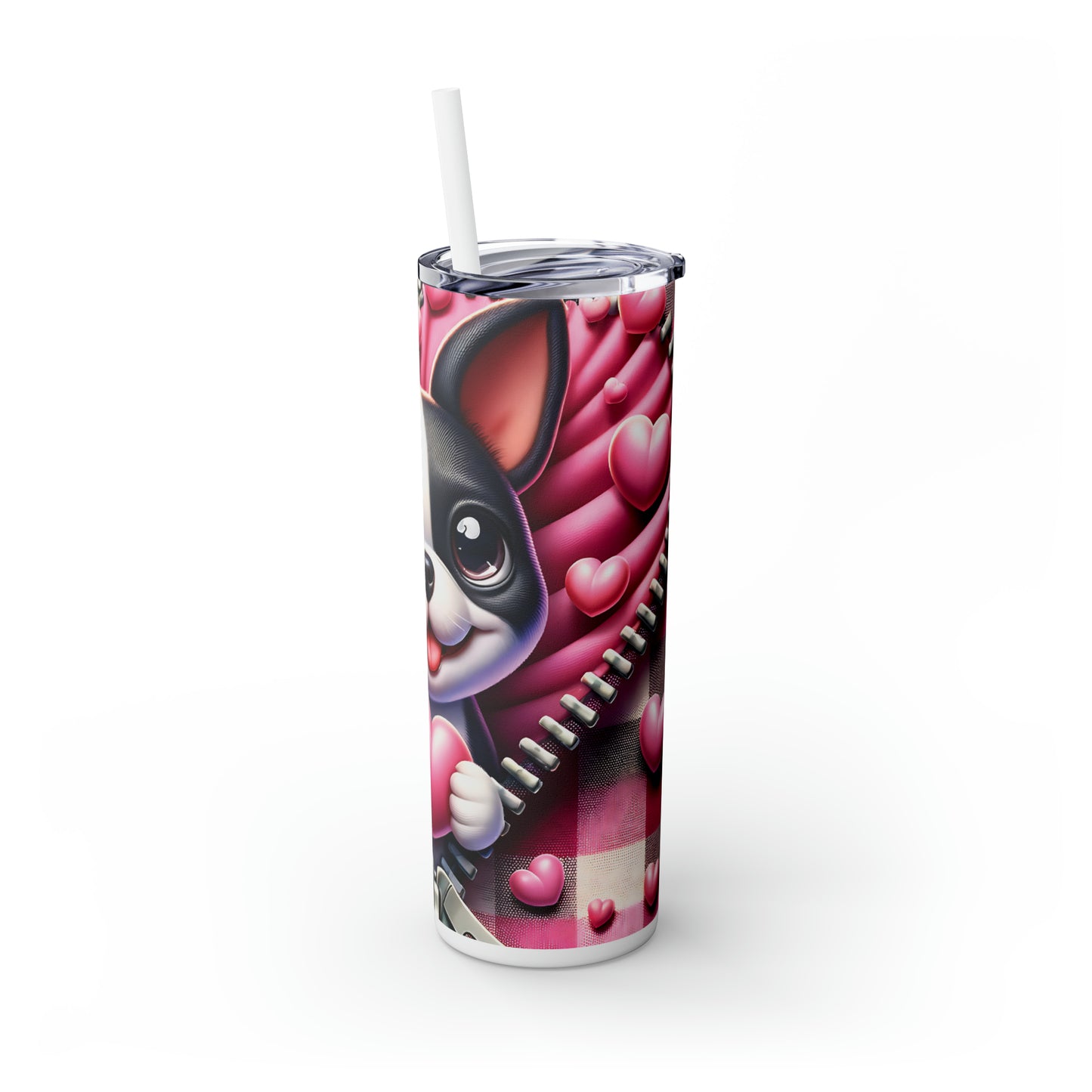 Skinny Tumbler with Straw, 20oz, Dog, Valentines Day, awd-1121