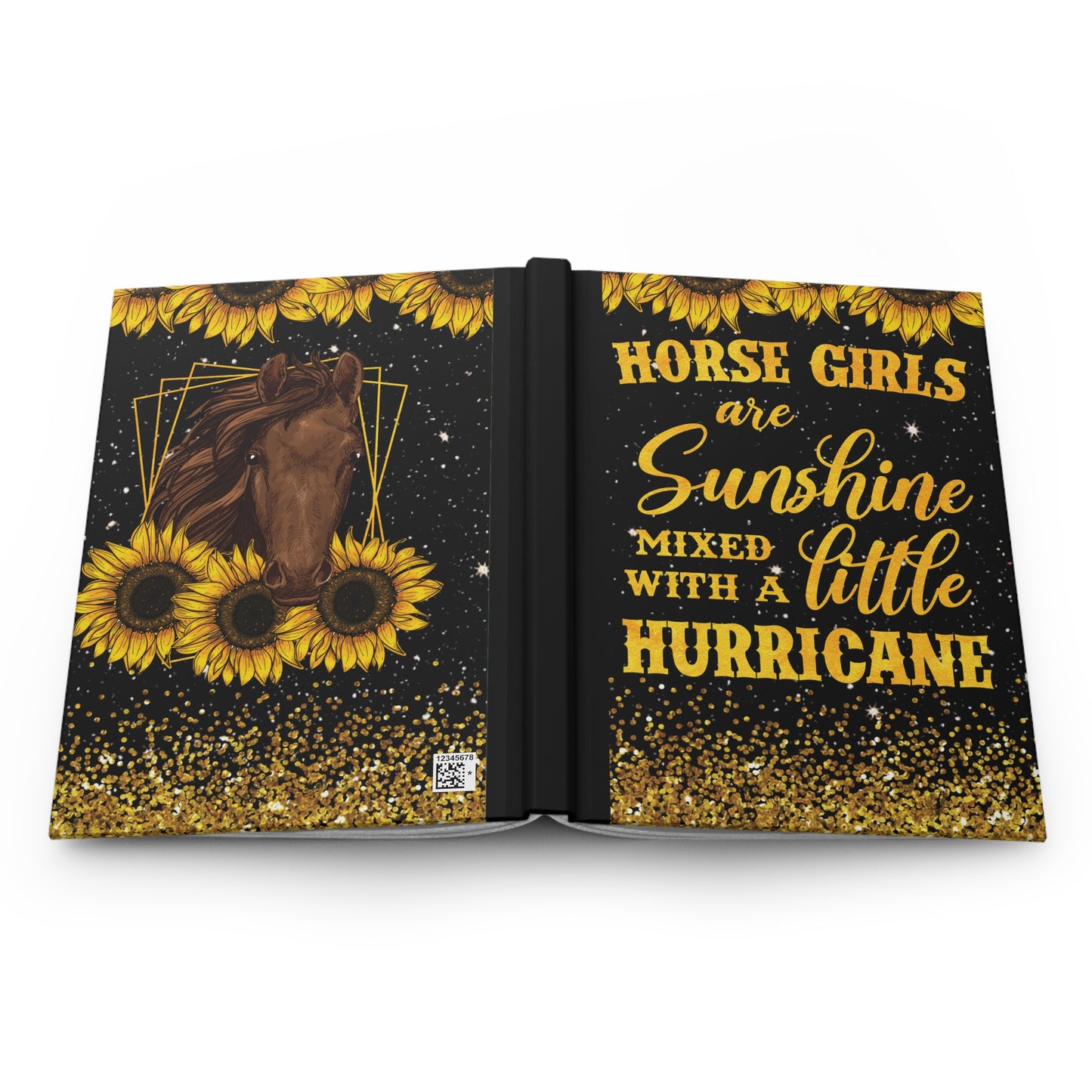 Personalised Hardcover Journal Matte, Horse and Sunflowers, awd-1687