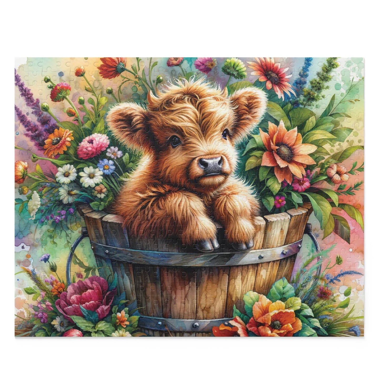 Personalised/Non-Personalised Puzzle, Highland Cow (120, 252, 500-Piece)