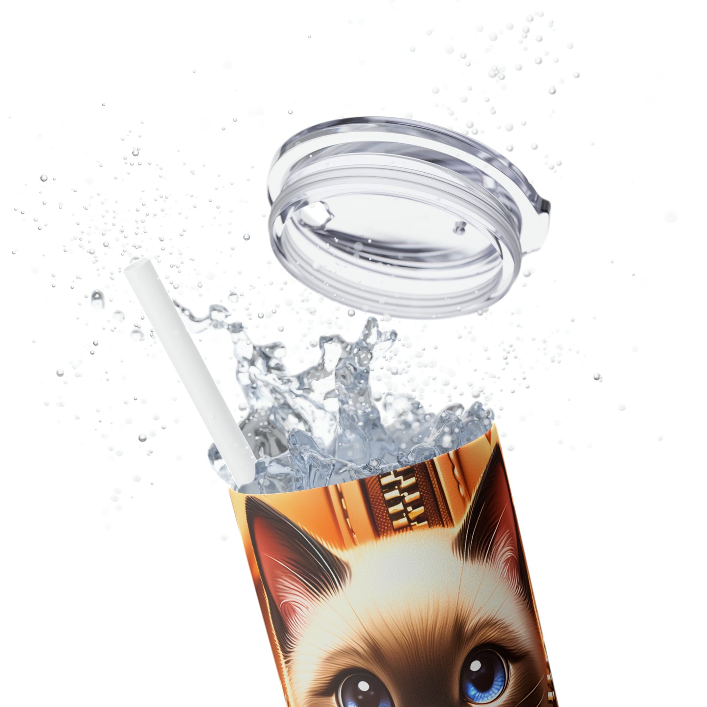 Skinny Tumbler with Straw, 20oz, Cat, Valentines Day, awd-913