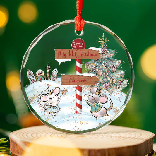 Personalised North Pole Christmas Glass Ornament