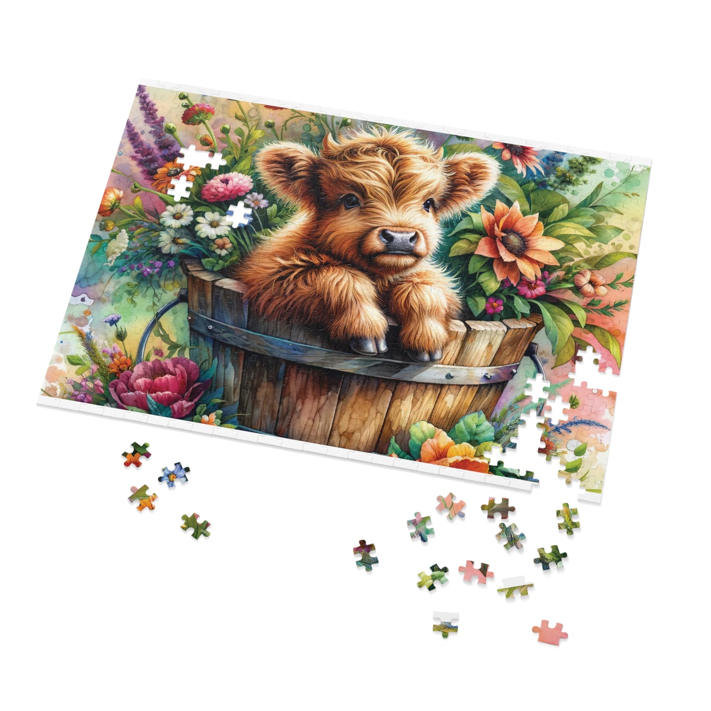 Jigsaw Puzzle, Highland Cow, Personalised/Non-Personalised (30, 110, 252, 500,1000-Piece)