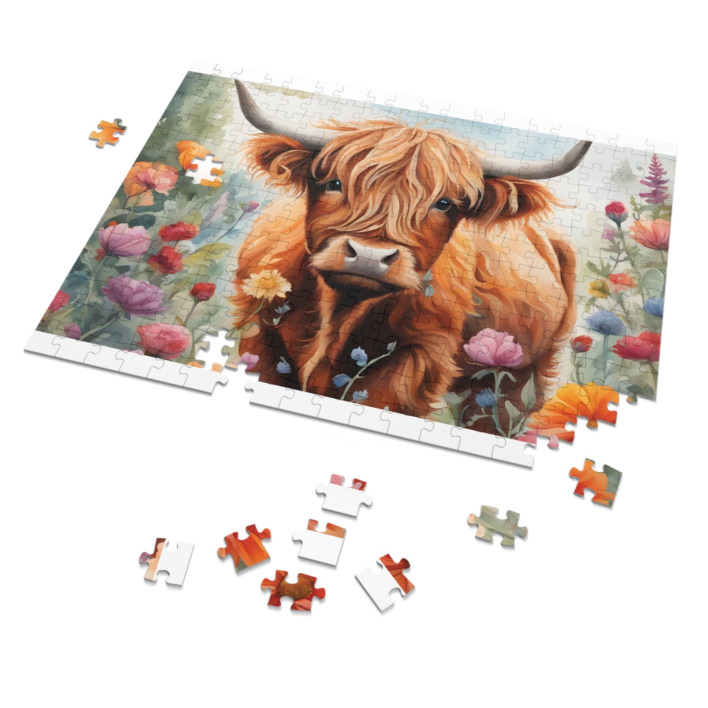 Puzzle, Highland Cow, Personalised/Non-Personalised (30, 110, 252, 500,1000-Piece) awd-642