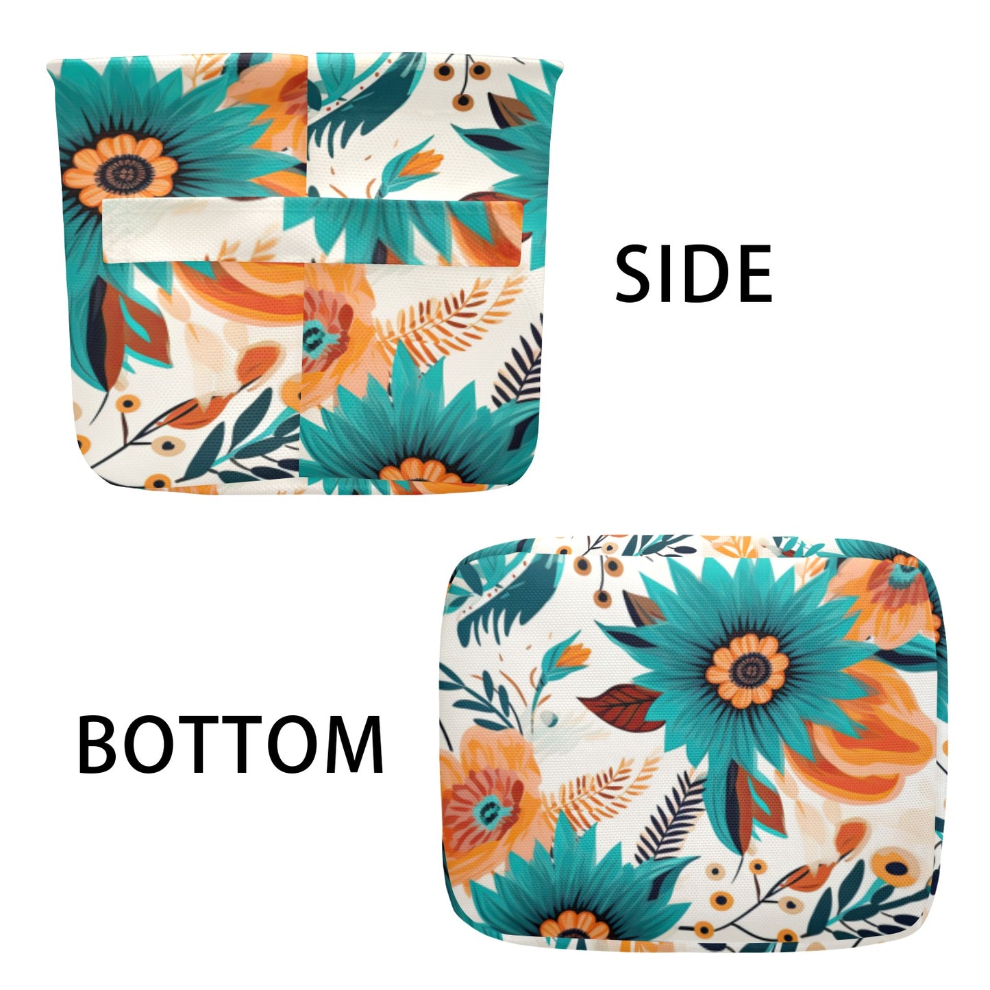 Boho Retro Floral Fabric Storage Basket