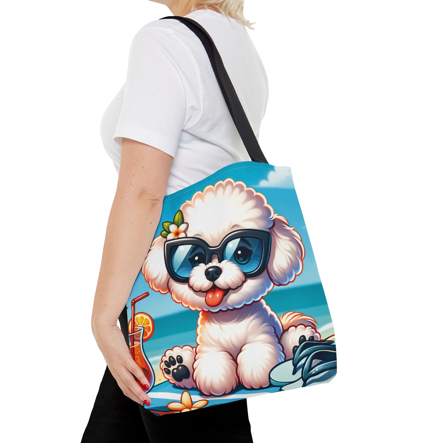 Tote Bag, Dog on Beach, Bichon Frise, Tote bag, awd-1107