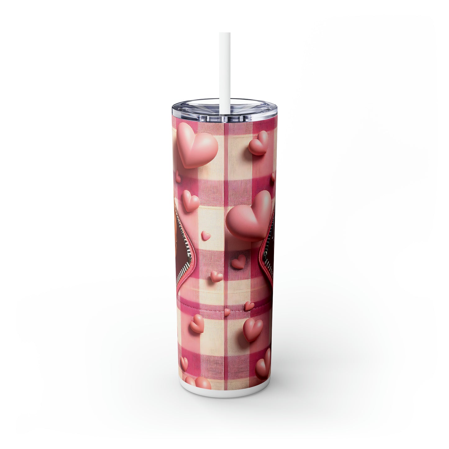 Skinny Tumbler with Straw, 20oz, Dog, Valentines Day, awd-1149