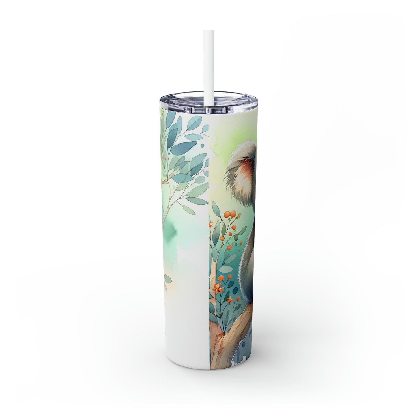 Skinny Tumbler with Straw, 20oz, Koala