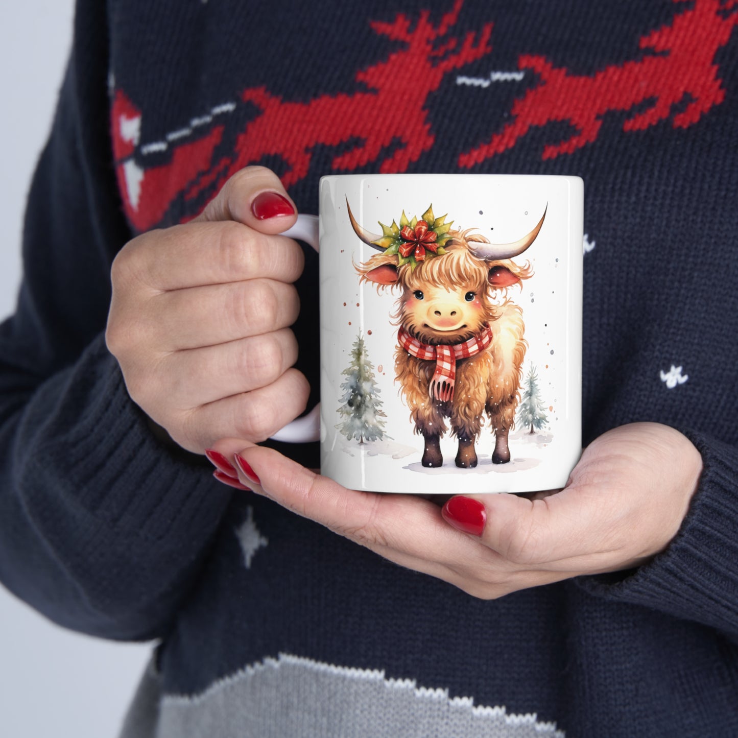 Personalised/Non Personalised Highland Cow, Ceramic Mug 11oz, Highland Cow Mug