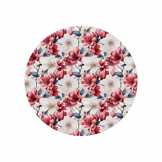 Pink Floral Small  Circular Micro Fleece Blanket 47"