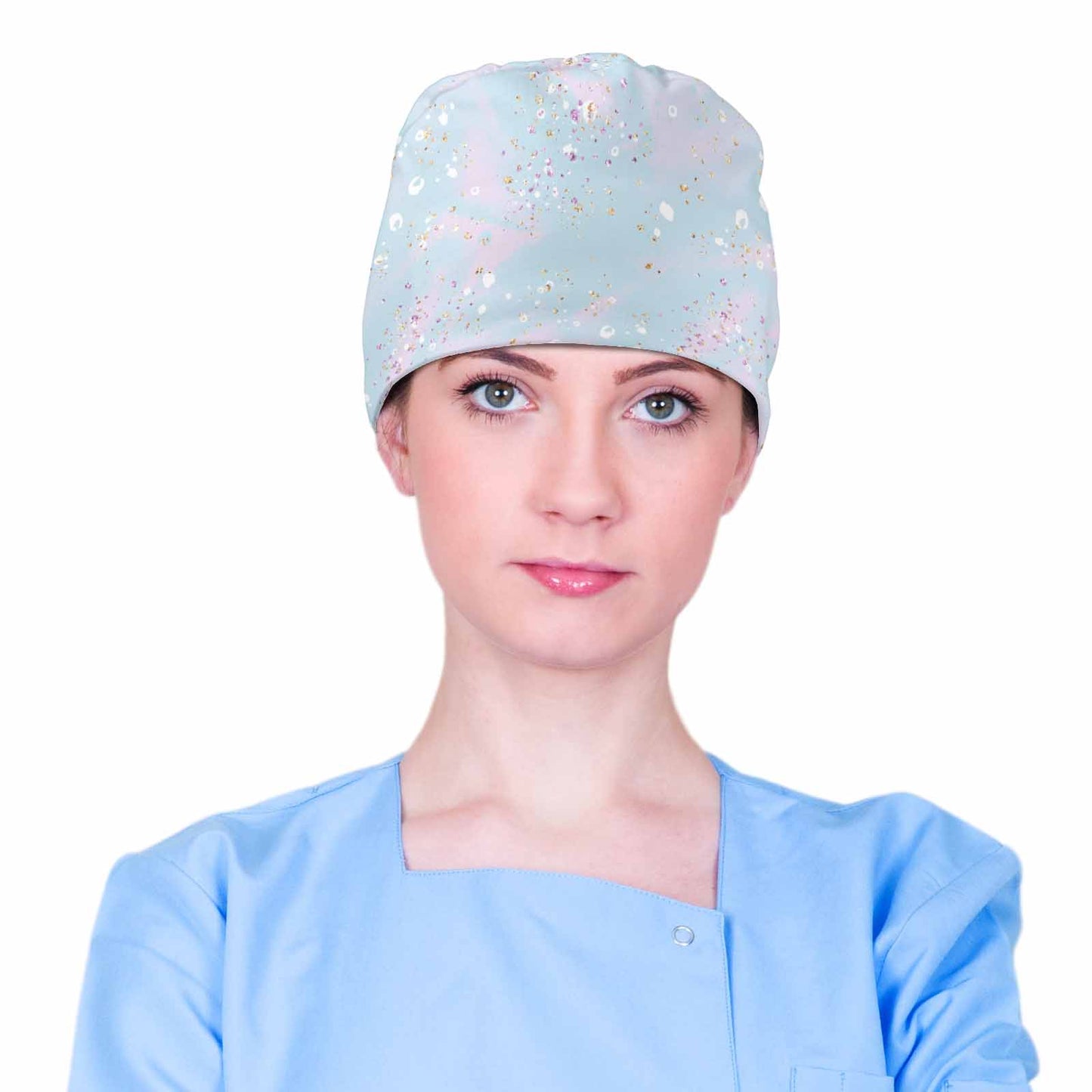 Nurse Scrub Cap Blue Splash  Scrub Cap