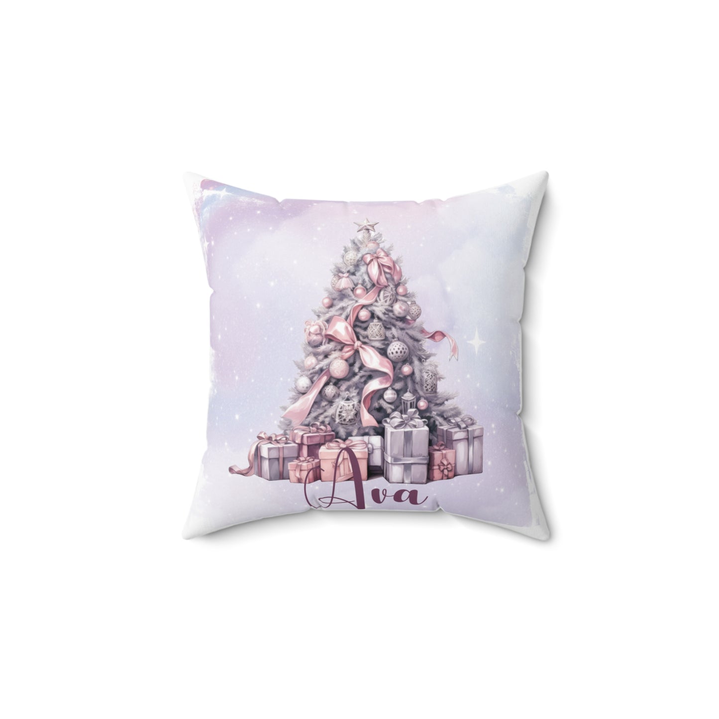 Personalised Christmas Cushion, Purple Christmas, Christmas Tree, Polyester Square Cushion, Christmas cushion