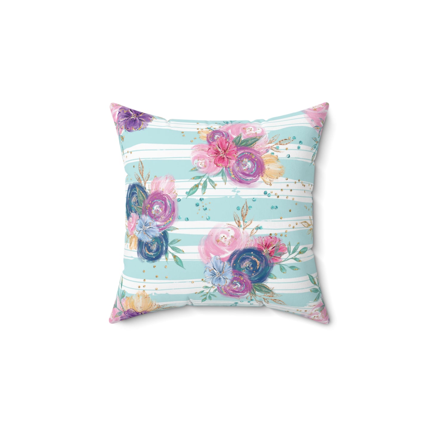 Spun Polyester Square Pillow, Floral Cushion