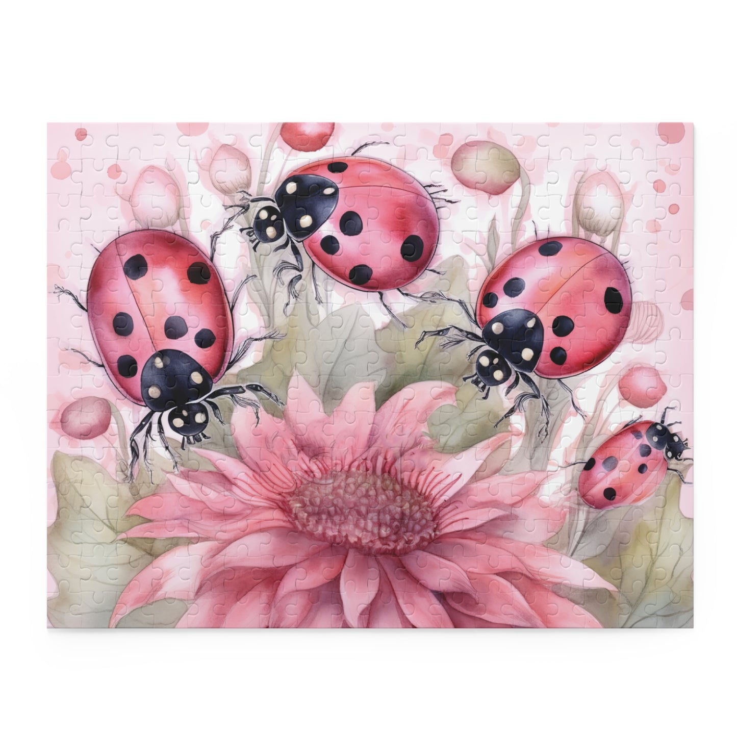 Personalised/Non-Personalised Puzzle, Floral Ladybirds (120, 252, 500-Piece)