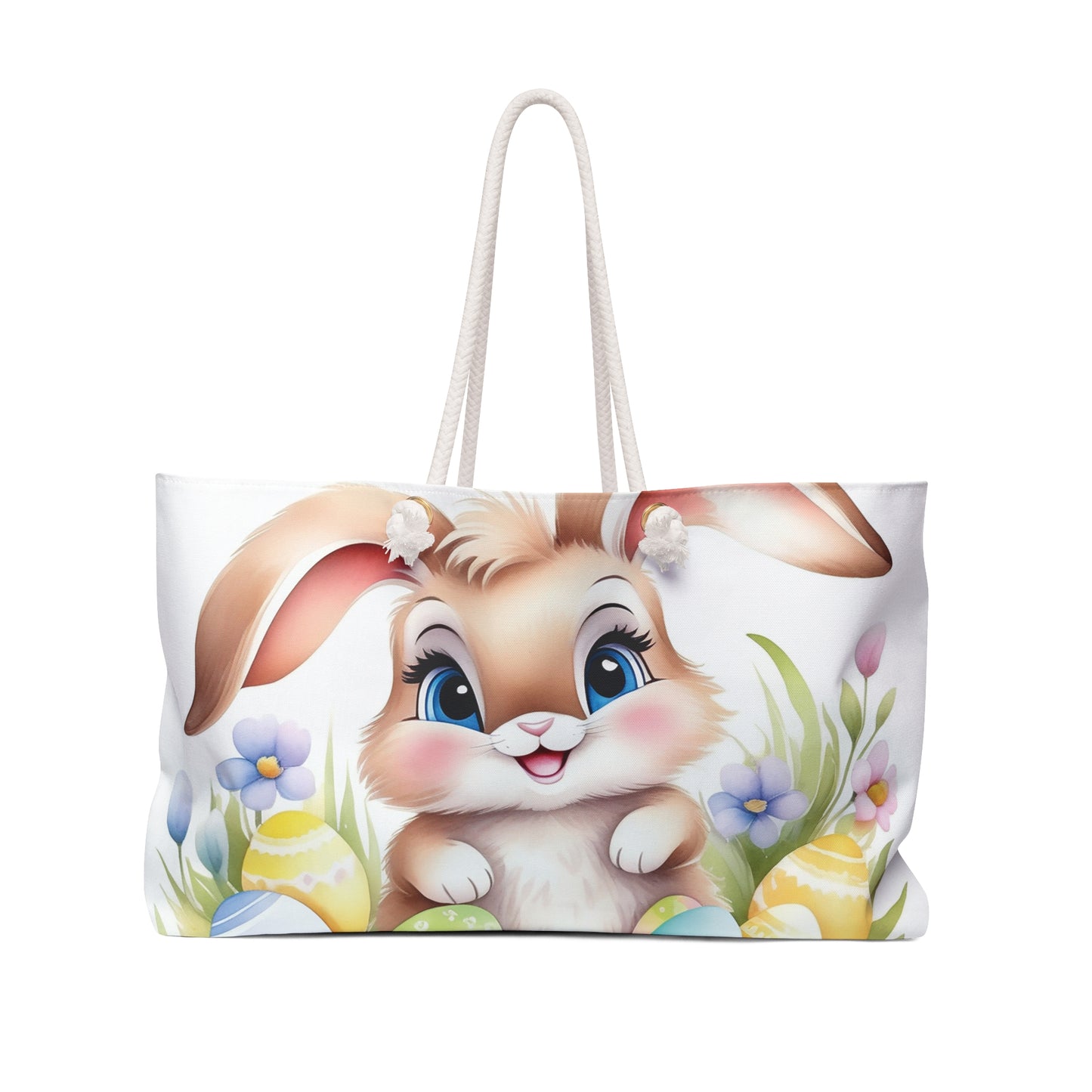 Personalised/Non-Personalised Weekender Bag, Easter Bunny, Rabbit Large Weekender Bag, Beach Bag, Book Bag