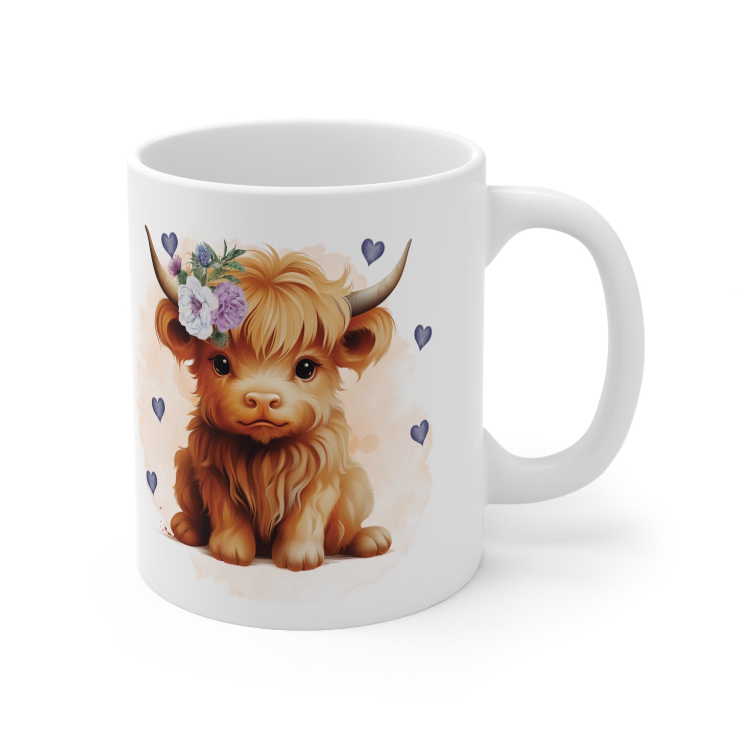 Personalised/Non Personalised Highland Cow, Ceramic Mug 11oz, Highland Cow Mug