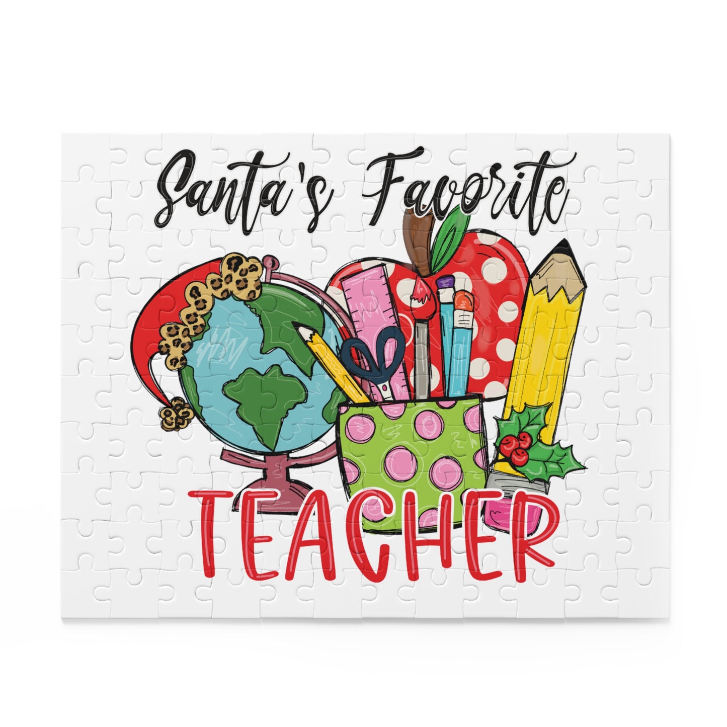 Personalised/Non-Personalised Puzzle, Santa's Favorite Teacher (120, 252, 500-Piece)