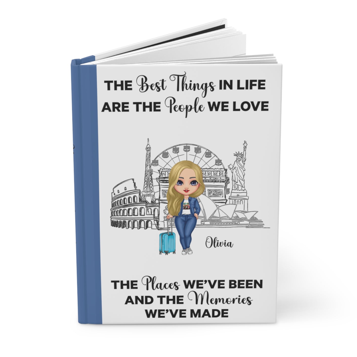 Personalised Hardcover  Travel Journal Matte, The Best things in Life, Blonde Hair