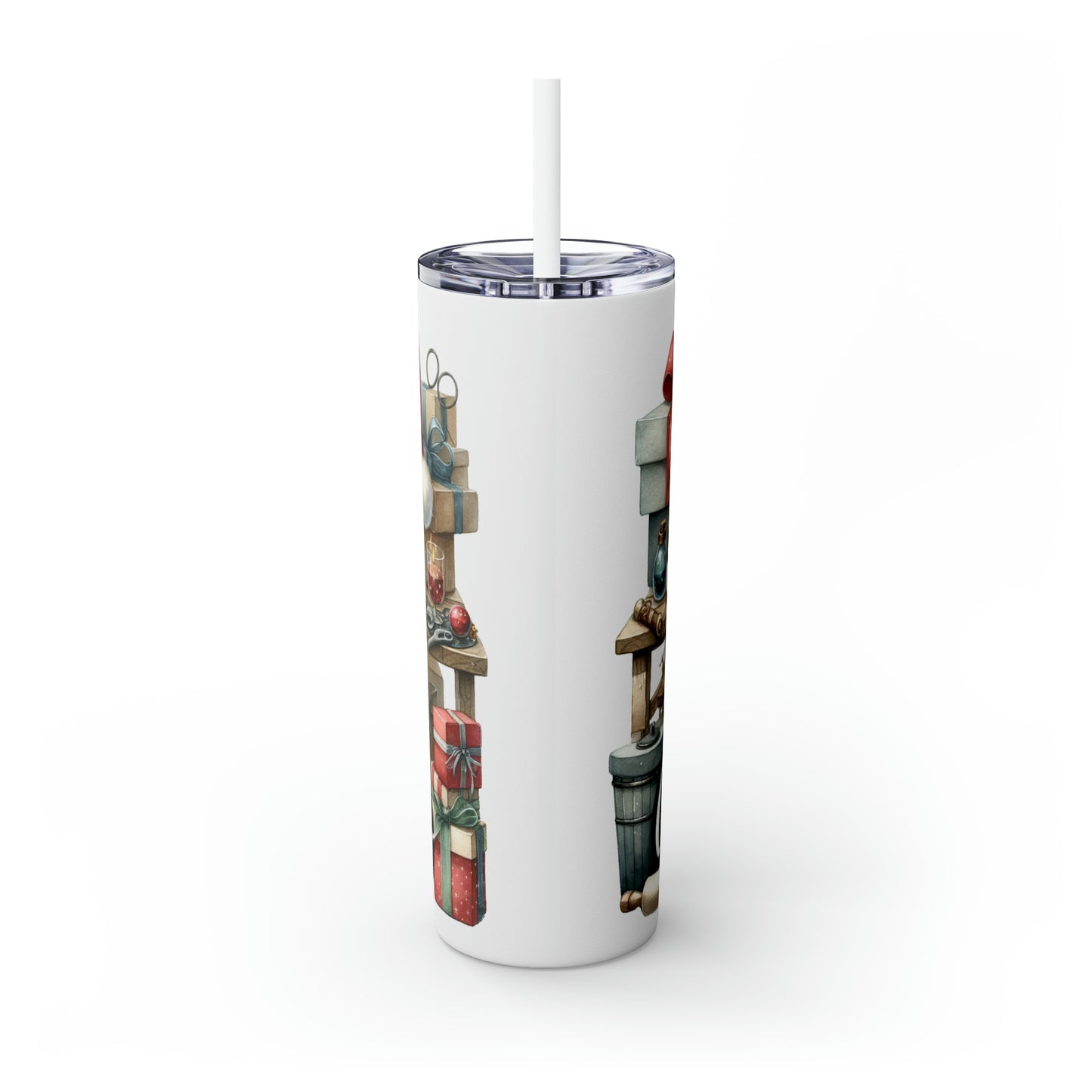 Skinny Tumbler with Straw, 20oz, Merry Christmas, Santa