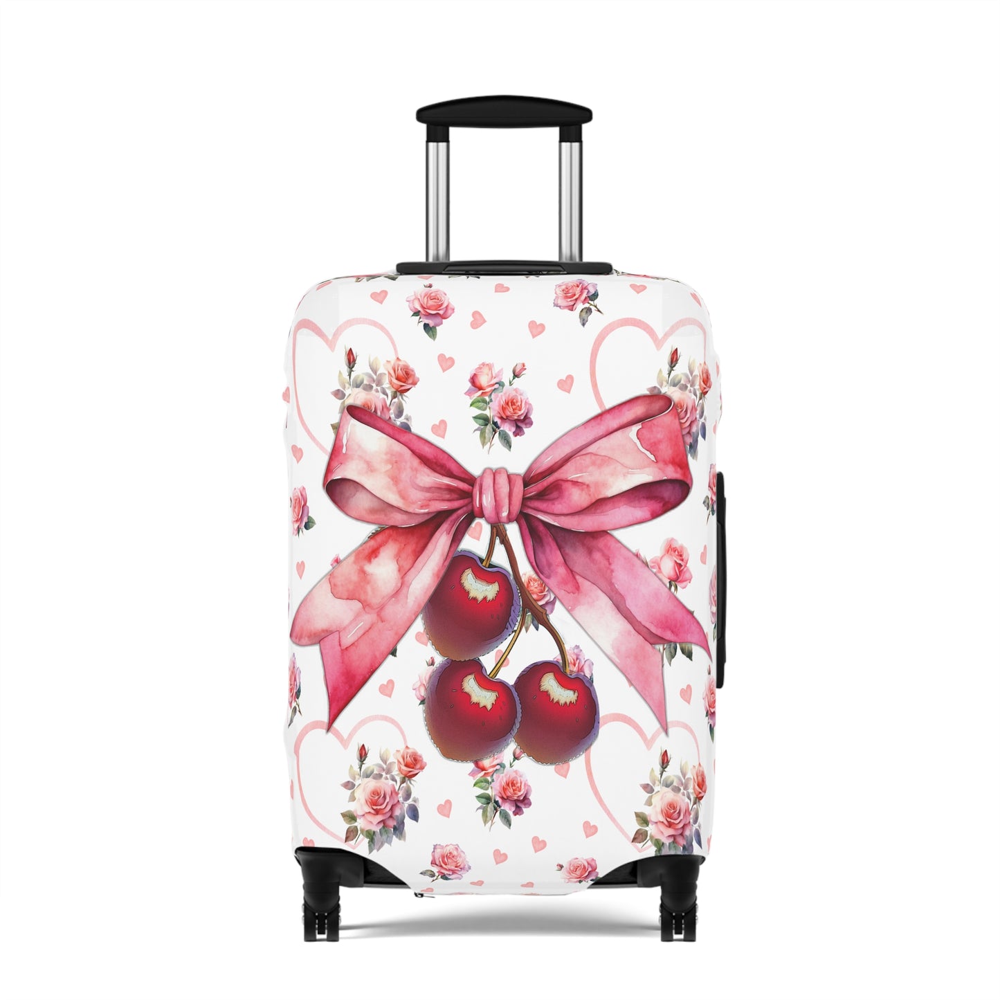 Luggage Cover, Rockabilly, Coquette, Hearts and Roses, Cherries and Ribbon, awd-2519