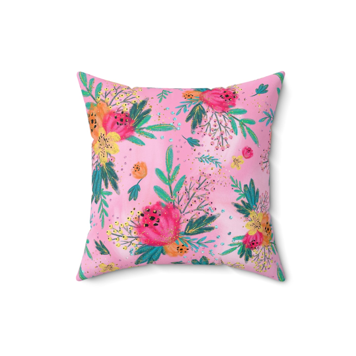 Spun Polyester Square Pillow, Australian Floral Cushion