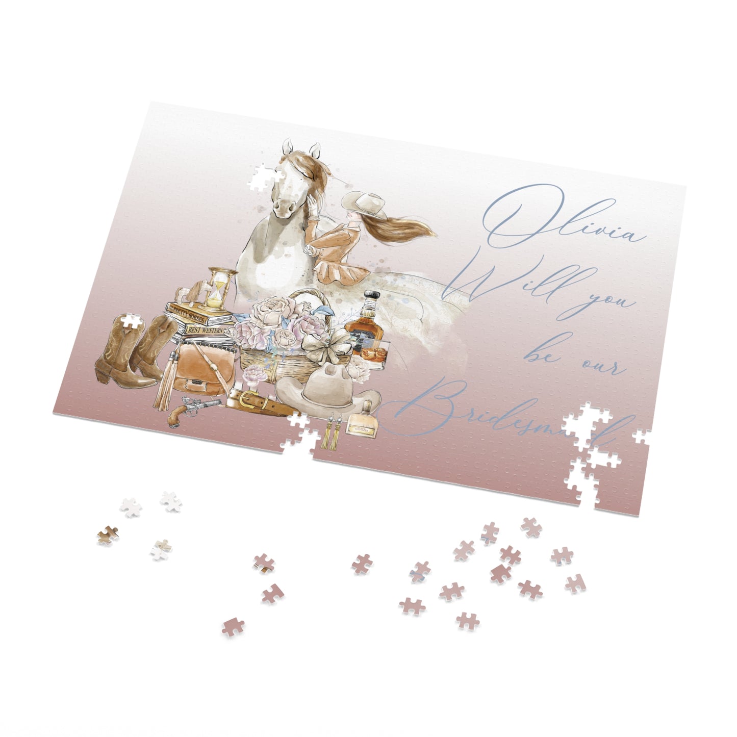 Jigsaw Puzzle, Western, Romance Floral, Bridal, Will you be our Bridesmaid, Personalised/Non-Personalised (30, 110, 252, 500,1000-Piece)