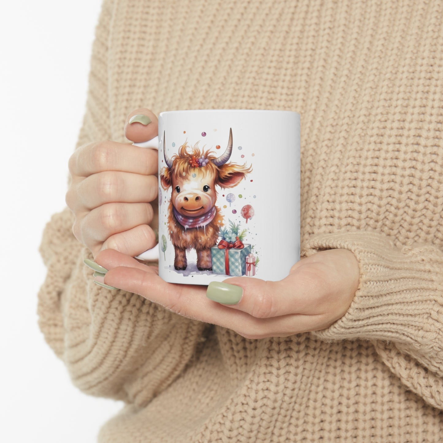 Personalised/Non Personalised Highland Cow, Ceramic Mug 11oz, Highland Cow Mug