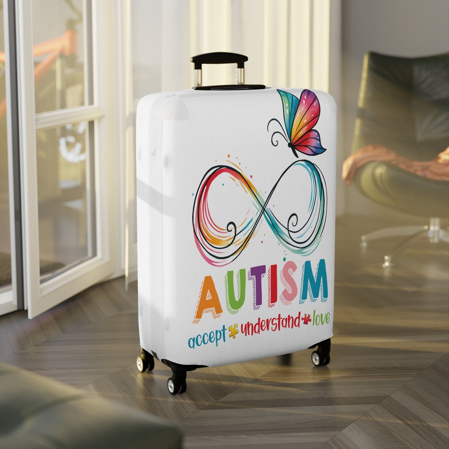 Luggage Cover, Autism, Accept, Understand, Love, awd-1074