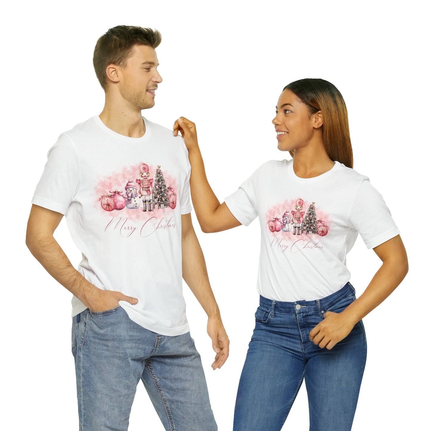 Unisex Adults Jersey Short Sleeve Tee Pink Christmas, Nutcracker, Christmas T-shirt