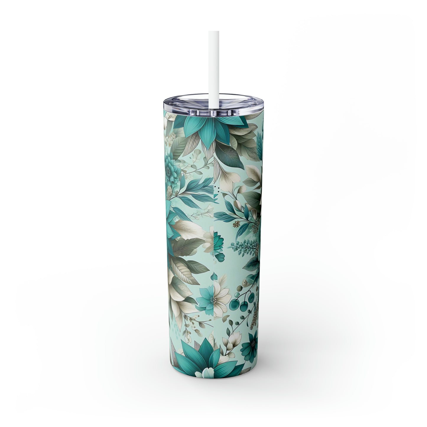 Skinny Tumbler with Straw, 20oz, Floral, awd-440