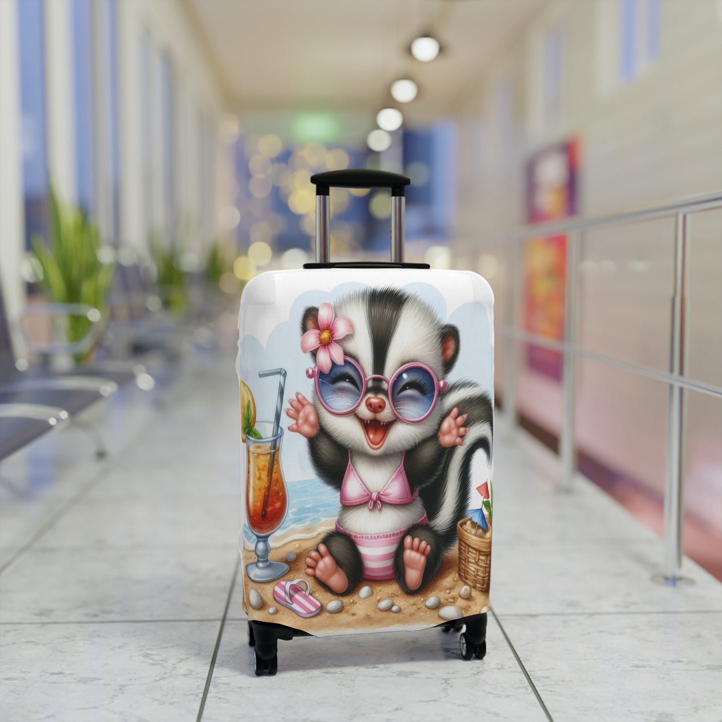 Luggage Cover, Skunk at the Beach, awd-1411