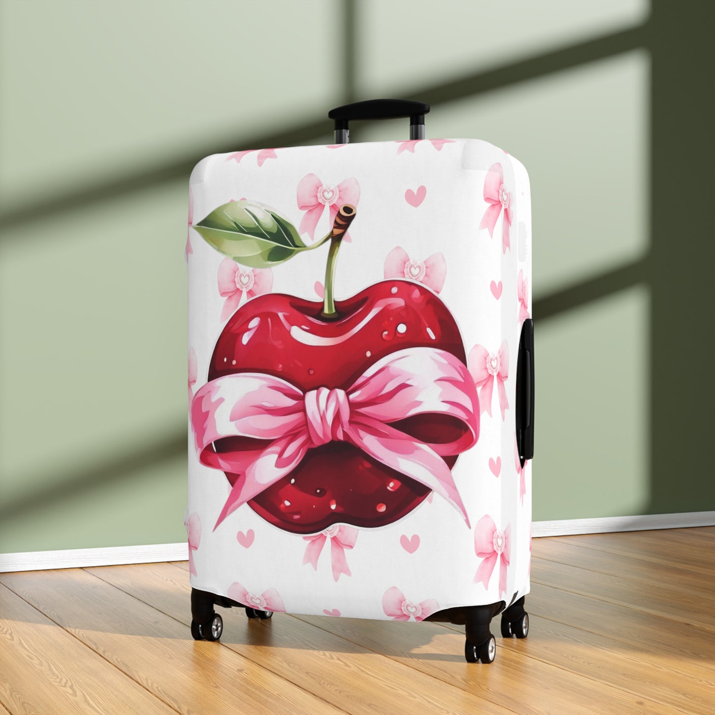 Luggage Cover, Rockabilly, Coquette, Pink Bows, Apple and Ribbon, awd-2528