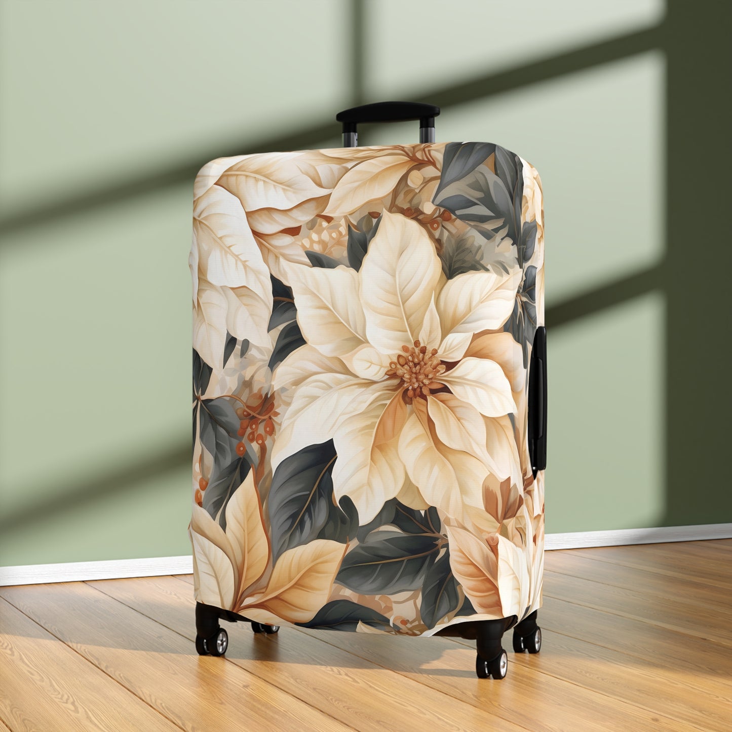 Luggage Cover, Cream Poinsettia