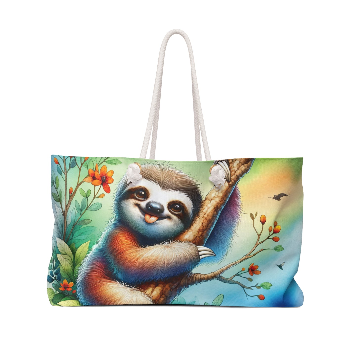 Personalised/Non-Personalised Weekender Bag, Sloth, Large Weekender Bag, Beach Bag, Book Bag