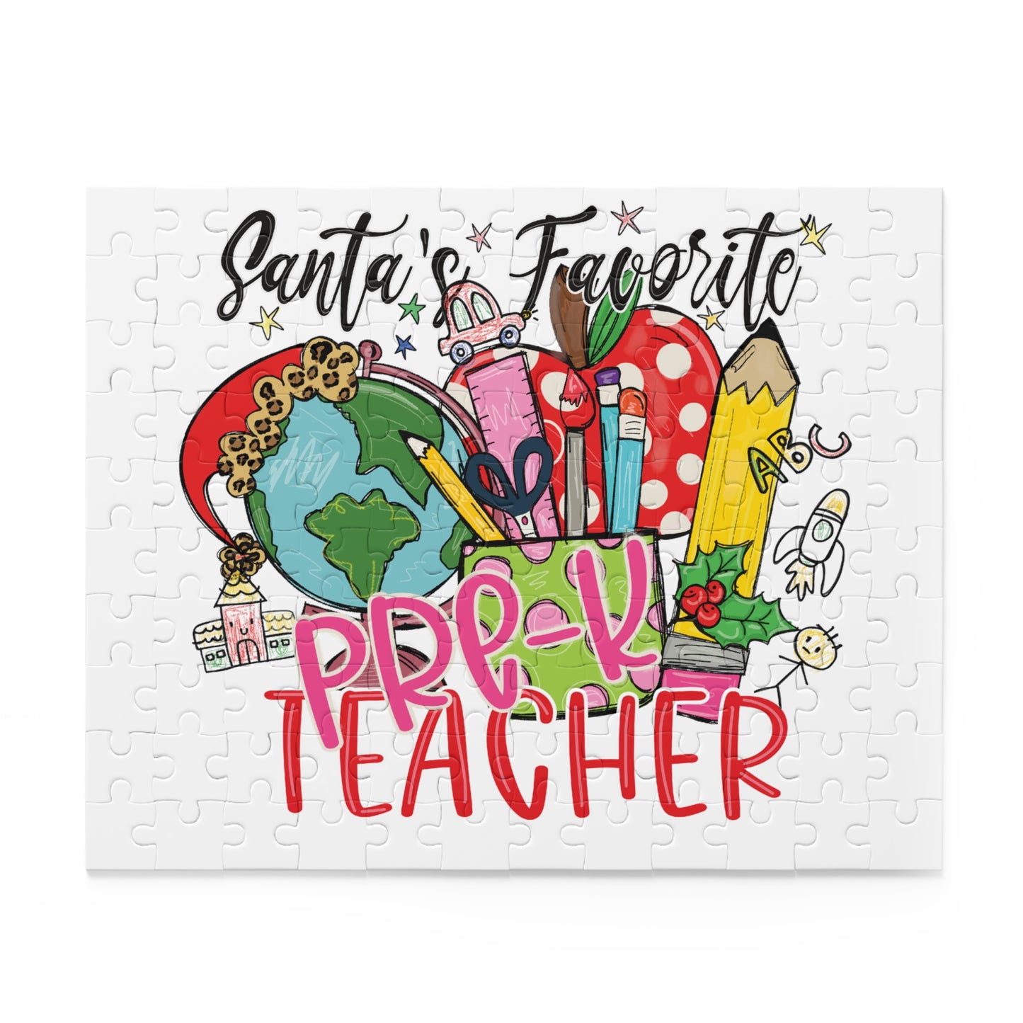 Personalised/Non-Personalised Puzzle, Santa's Favorite Pre-K Teacher (120, 252, 500-Piece)