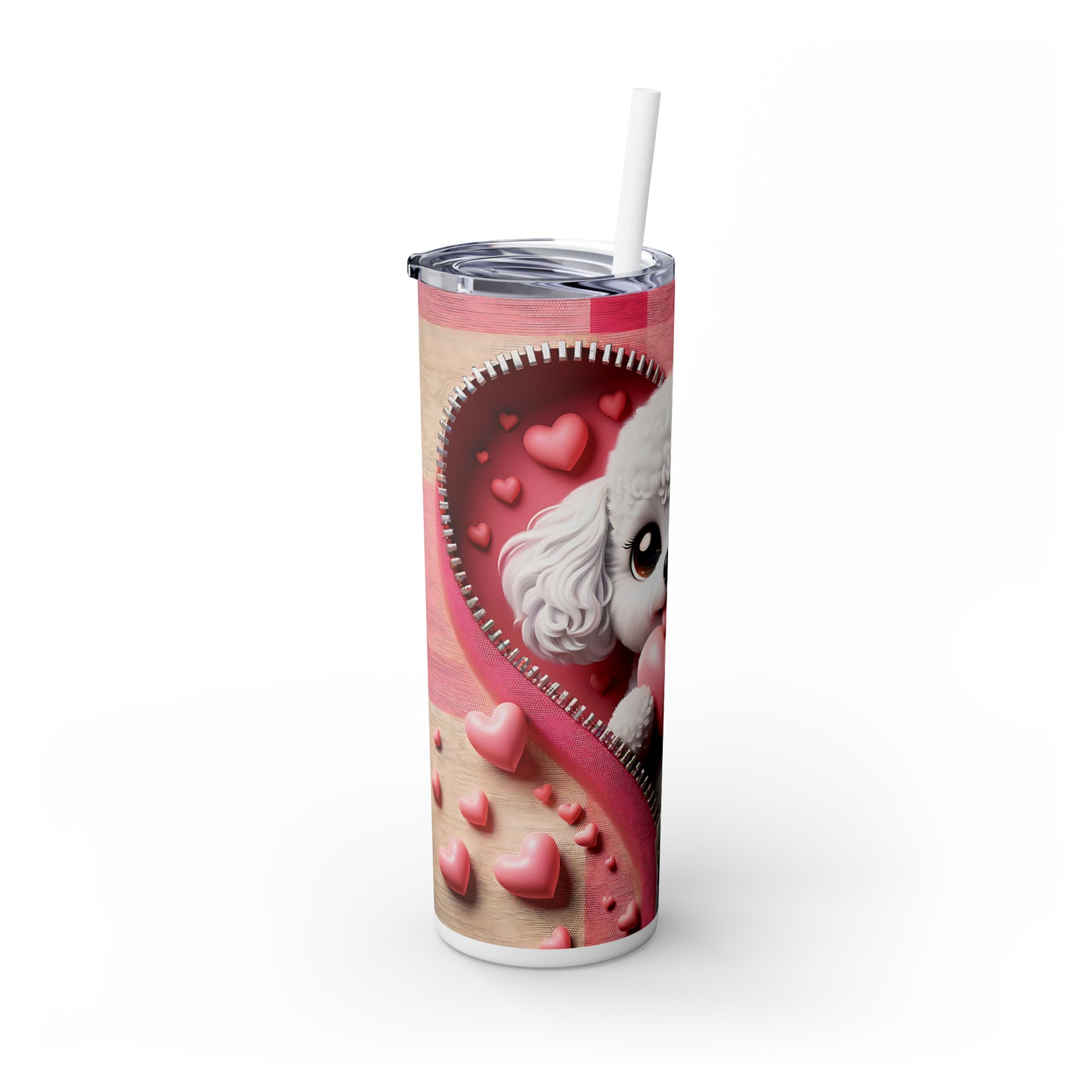 Skinny Tumbler with Straw, 20oz, Dog, Valentines Day, awd-1144