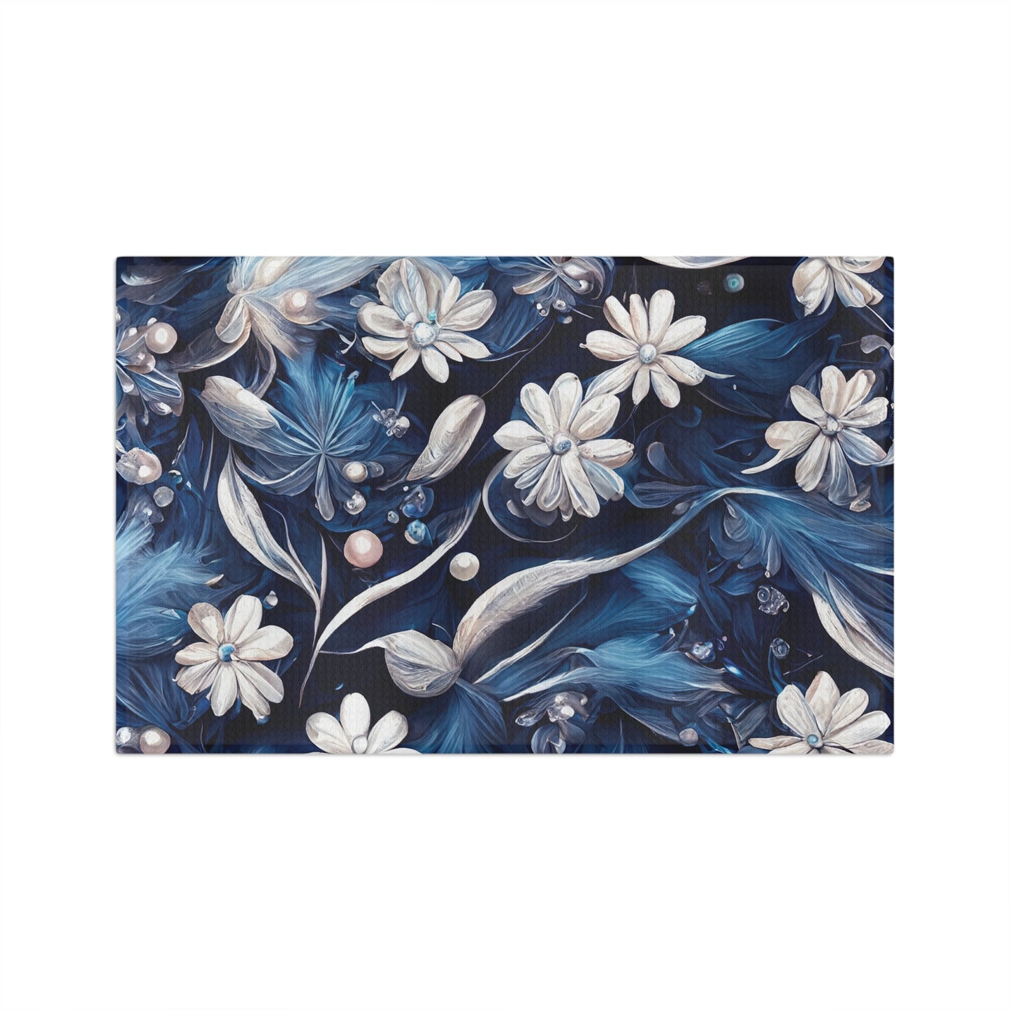 Microfiber Tea Towel, Blue Floral