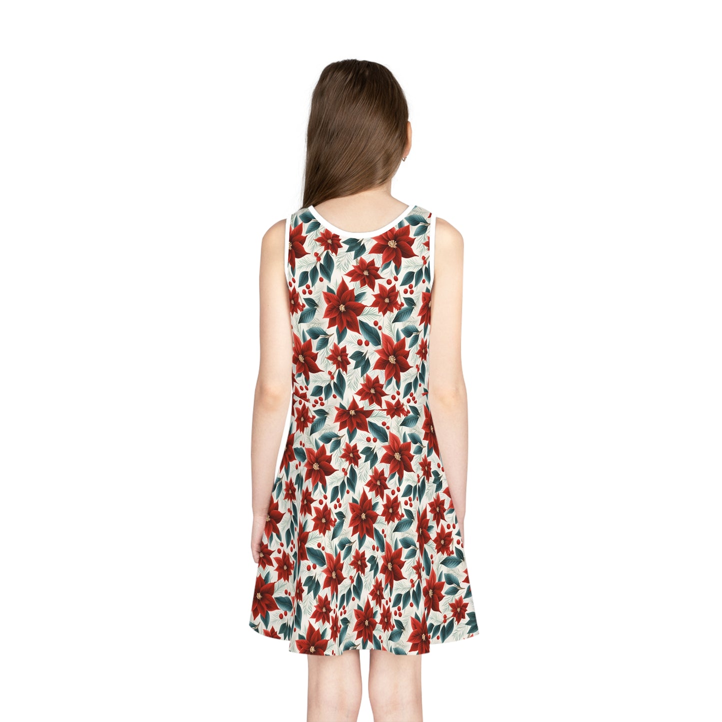 Girls' Sleeveless Sundress Red Poinsettia