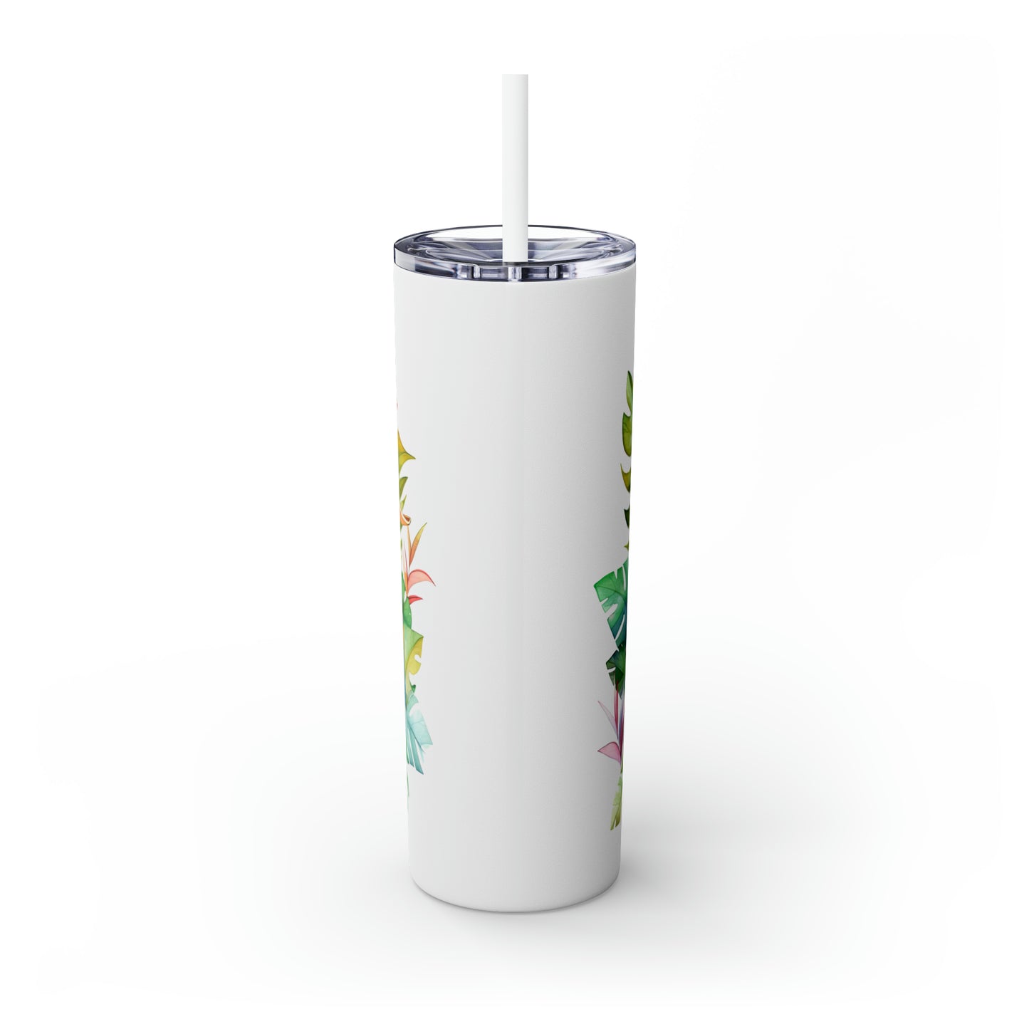 Skinny Tumbler with Straw, 20oz, Tropical Birds