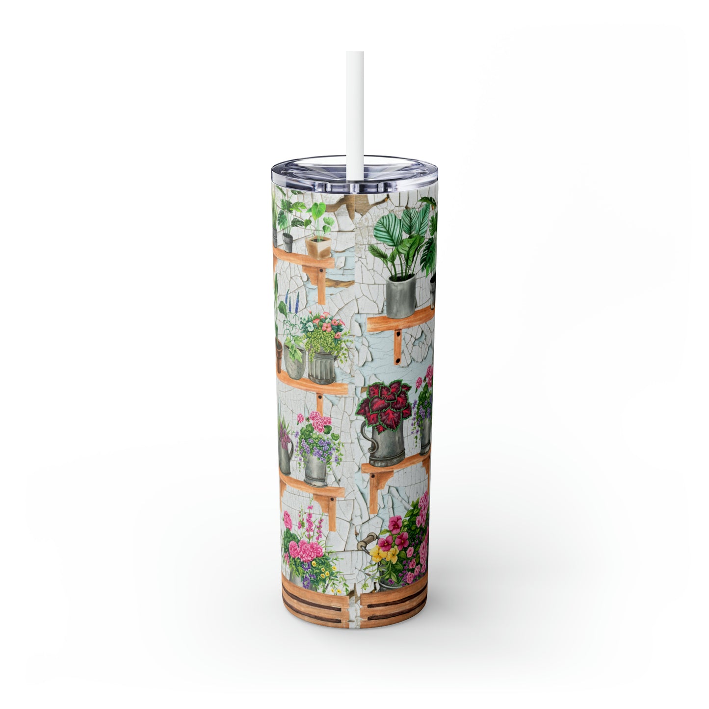 Skinny Tumbler with Straw, 20oz, Crazy Plant Lady