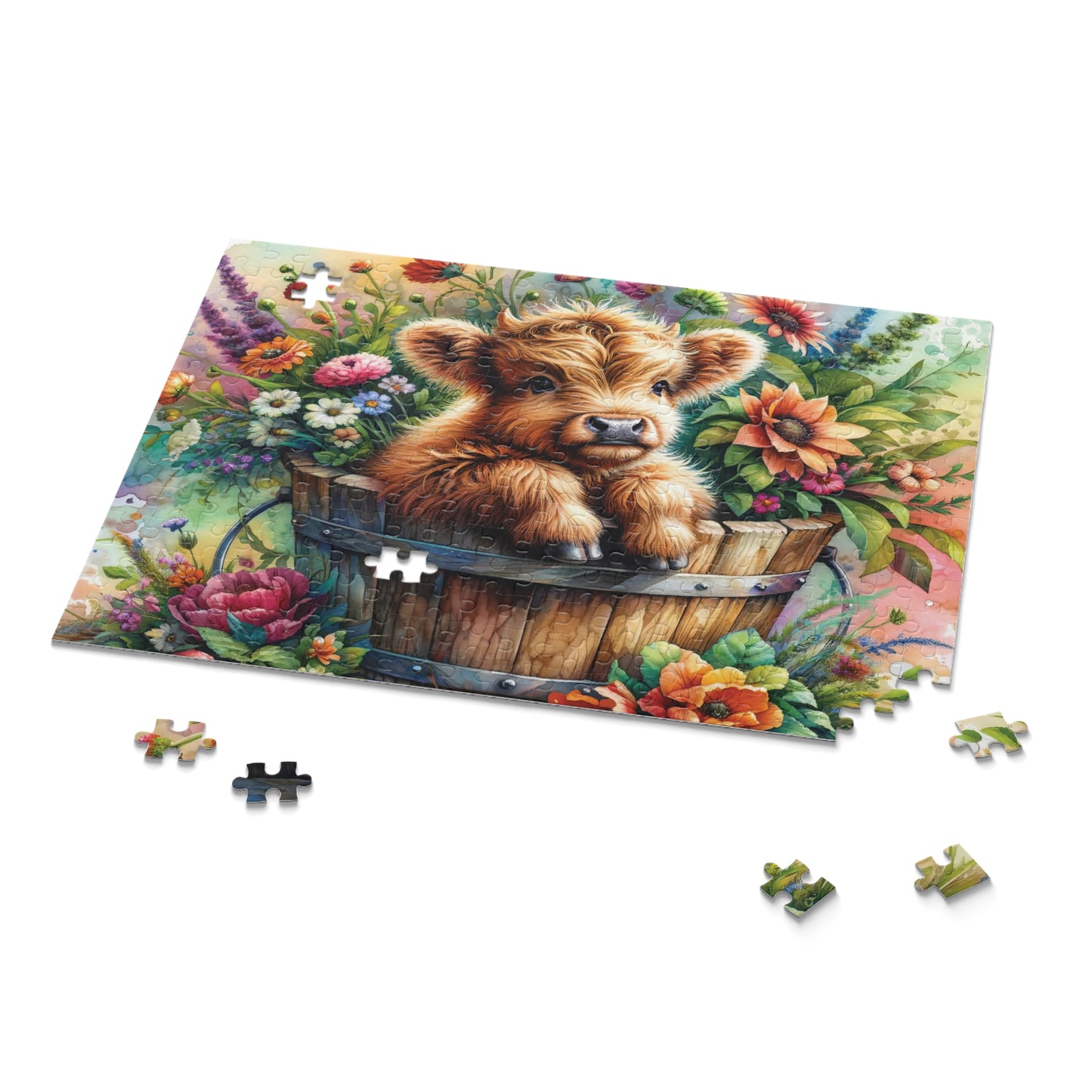 Personalised/Non-Personalised Puzzle, Highland Cow (120, 252, 500-Piece)