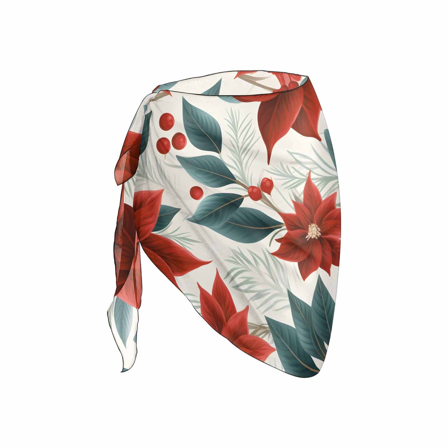 Red Poinsettia 50  Women's Beach Sarong Wrap