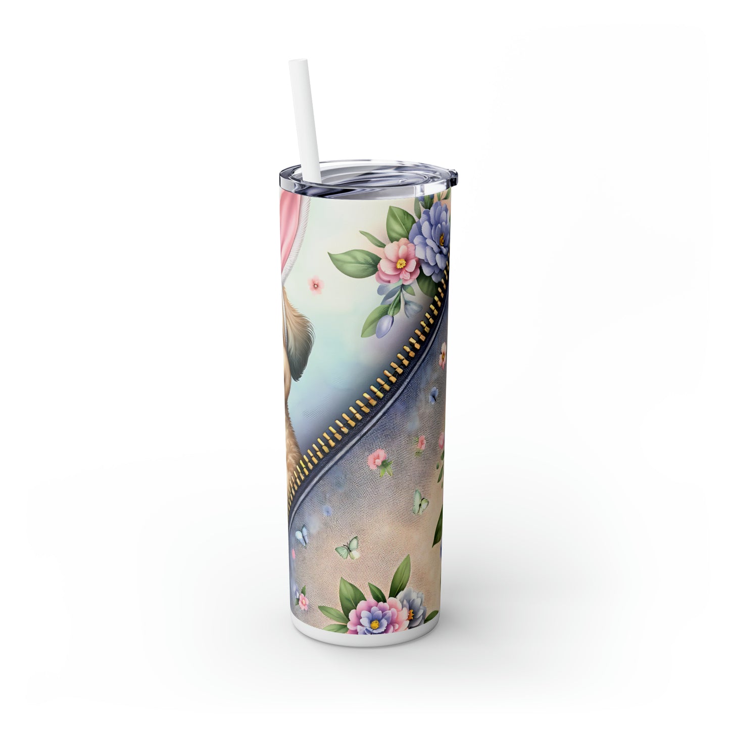 Skinny Tumbler with Straw, 20oz, Easter, Dog, awd-1311