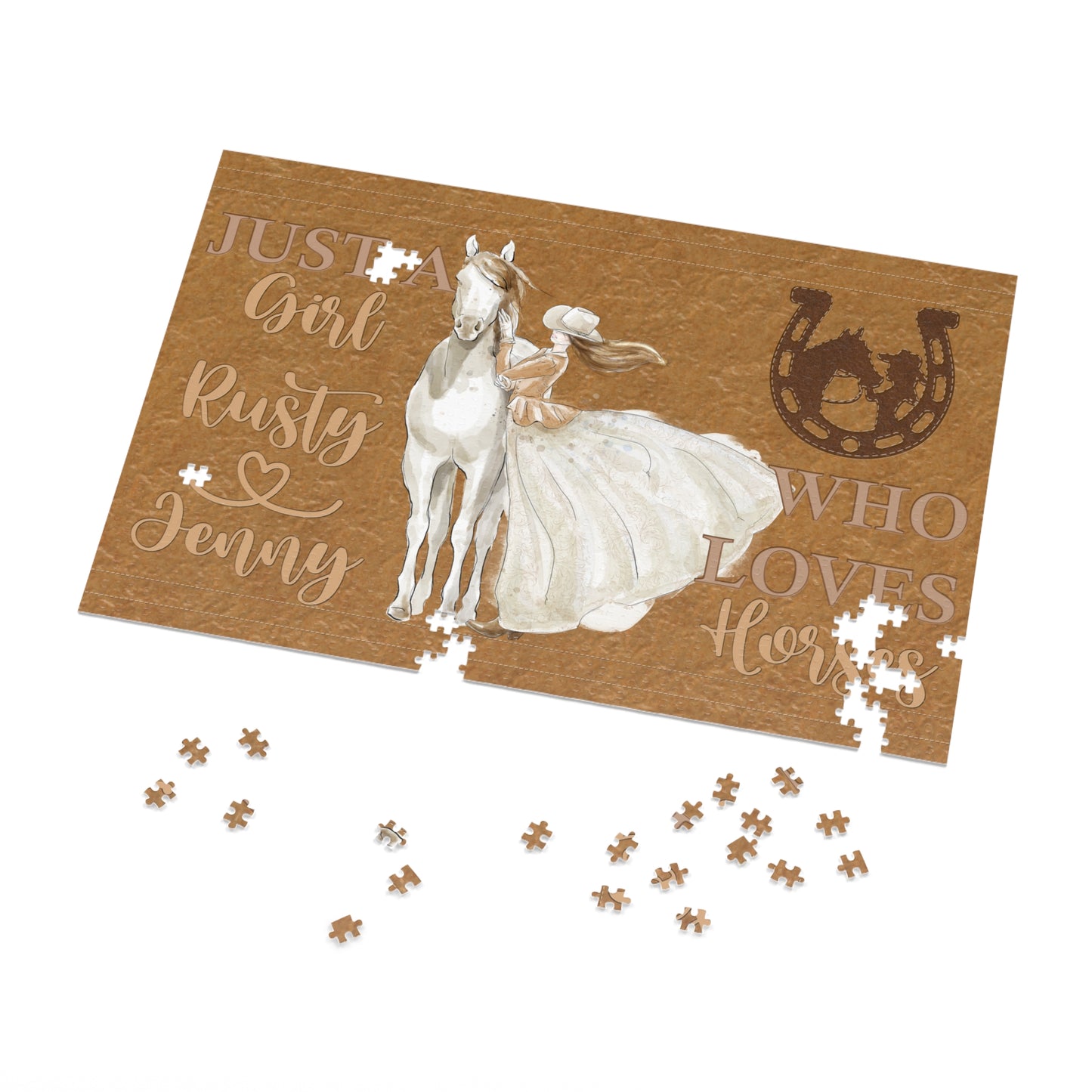 Jigsaw Puzzle, Just a Girl Who Loves Horses, Personalised/Non-Personalised (30, 110, 252, 500,1000-Piece)